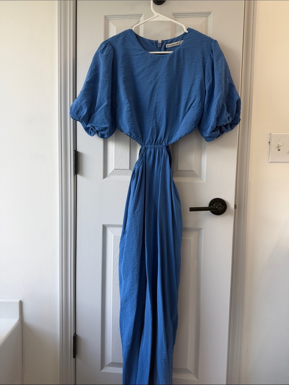 Abercrombie & Fitch Blue Puff-Sleeve Maxi Dress